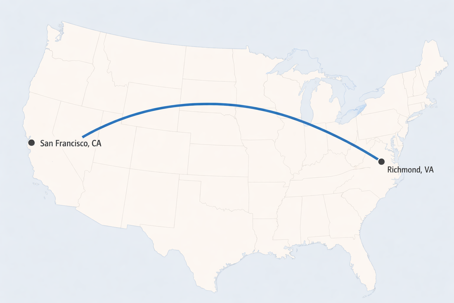 Route from Richmond to San Francisco map