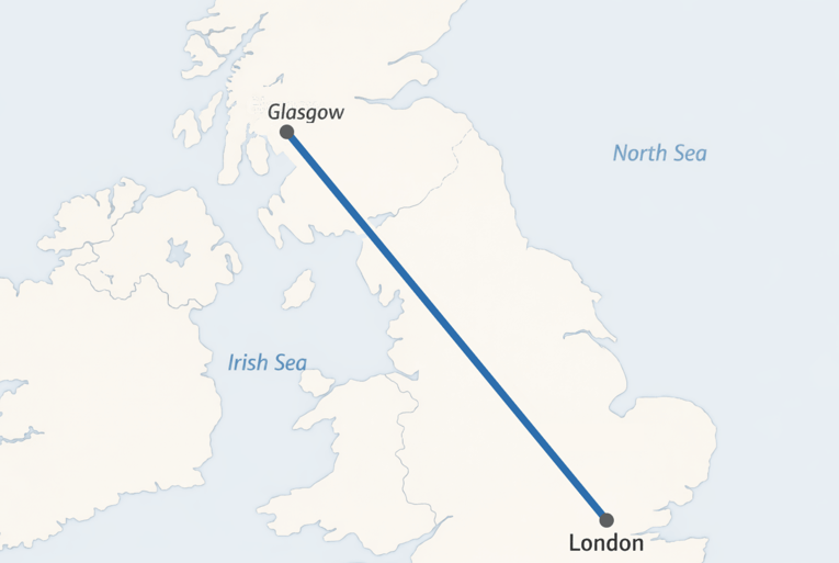 Route from London to Glasgow map-1