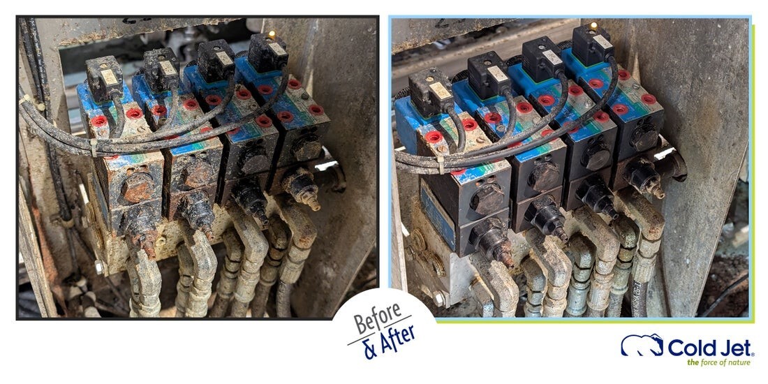 before and after dry ice blasting electronics