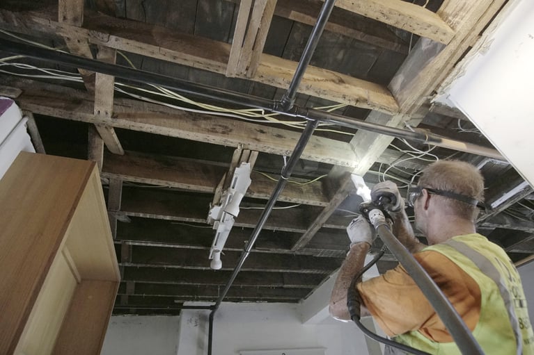 Dry ice blasting removes smoke damage without timely cleanup